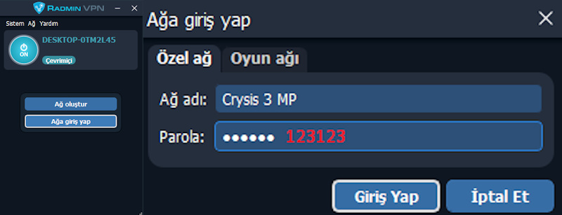Radmin VPN Ağa Katılma