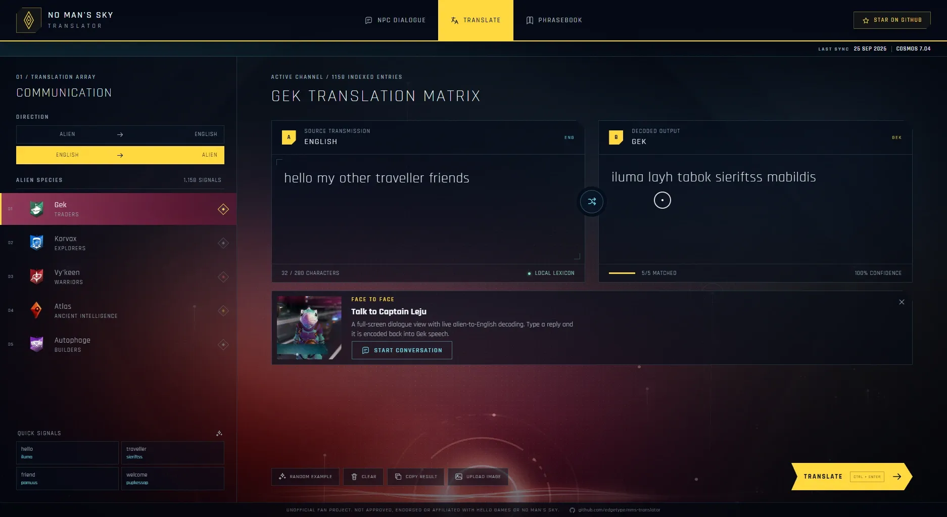 No Man's Sky Alien Translator - Uzaylı Dil Çevirici ve Sözlük Aracı (2026)