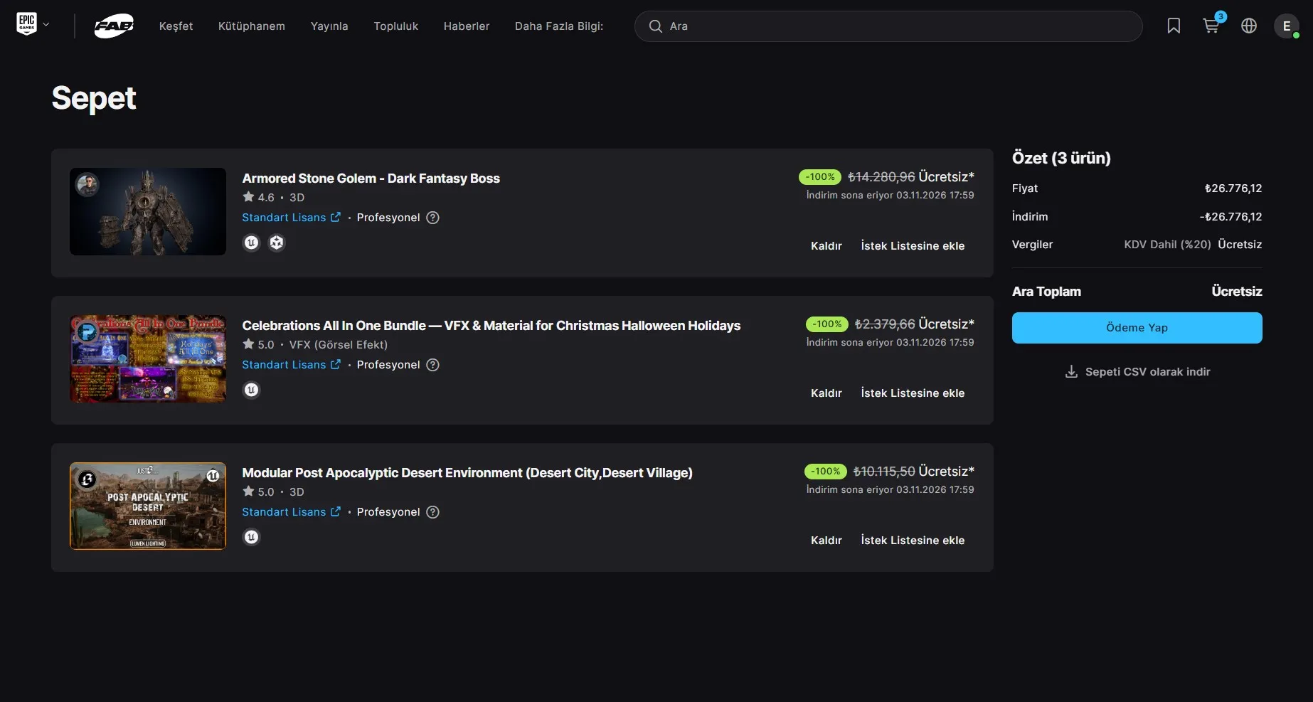 Epic Games'ten 26 Bin TL Değerinde Unreal Engine Varlığı Ücretsiz