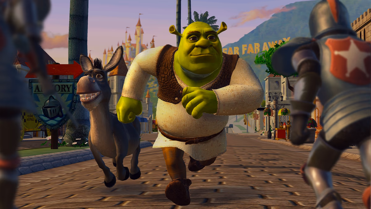 Shrek 2 Remastered Xbox Store sayfası ve oyun görüntüsü
